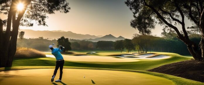Ashun holds trophy after winning golf tournament in China.