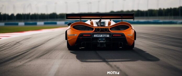 Formula 1 car with low-drag rear wing on Saudi racing track.