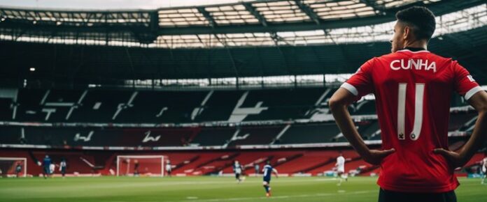 Matheus Cunha sitting at a poker table, looking focused.