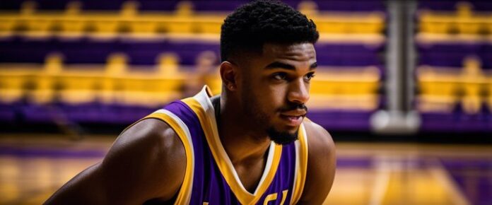 Naz Reid in action during LSU March Madness game.