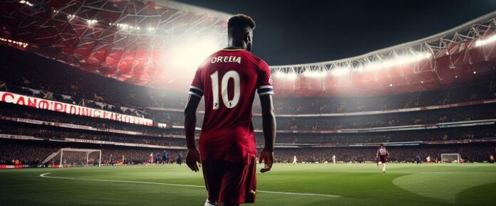 Poker player holding cards at a tournament table.