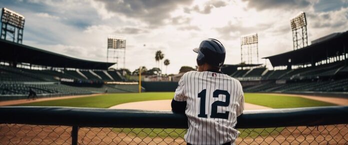 Poker player holding cards at a tournament table.