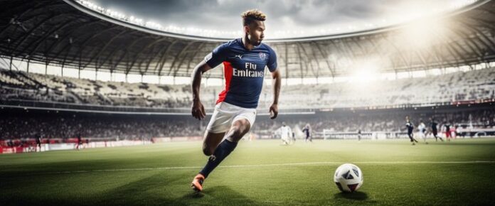 Poker player holding cards at a tournament table.