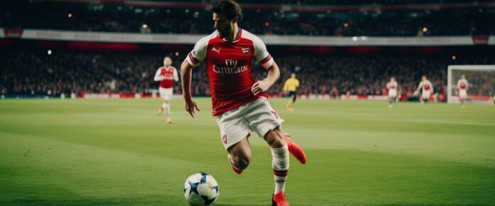 Poker player holding cards at a tournament table.