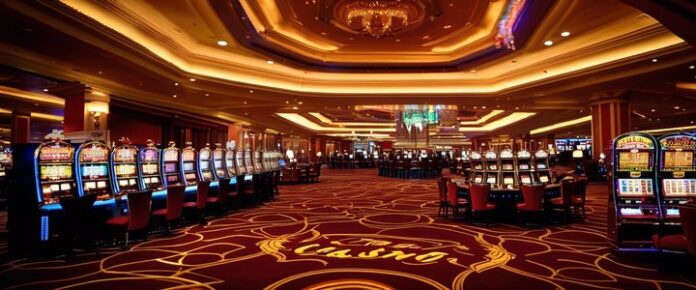 Poker player placing bet at a casino table.