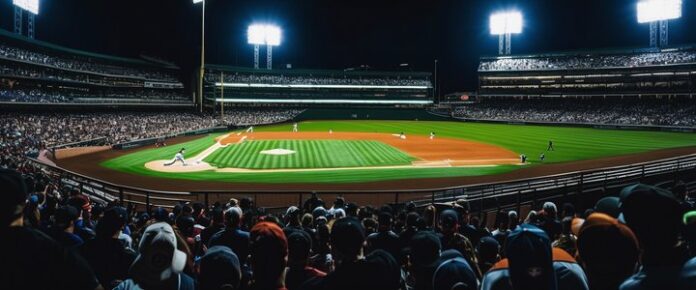 Poker players competing at a crowded tournament table.