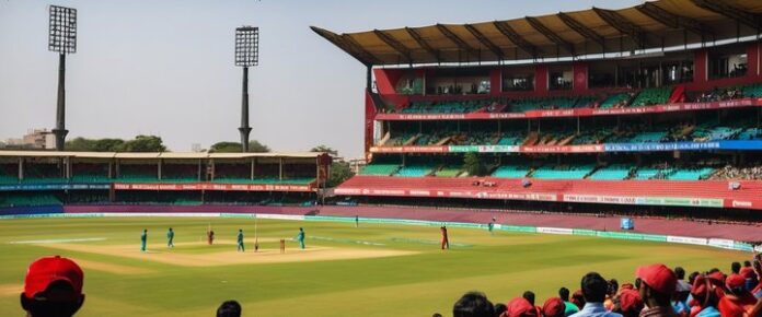 Poker players competing at a tournament table with cards and chips.