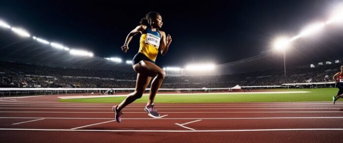 Praveen Chithravel in action during a long jump event.