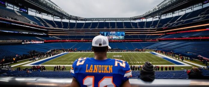 Sanders looks dejected at poker table, chips stacked in front of him.