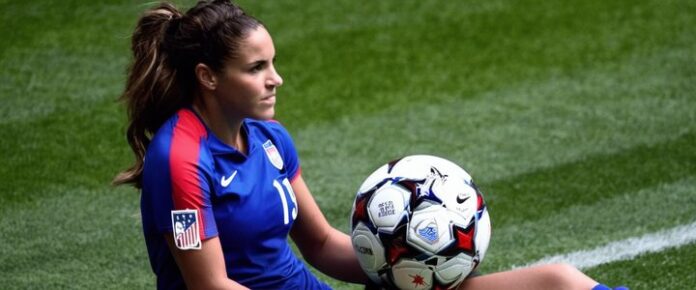 Trinity Rodman in action on the soccer field, dribbling the ball.