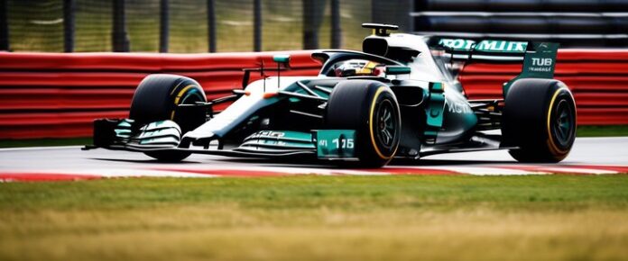 Aston Martin F1 car racing at Imola Grand Prix track.