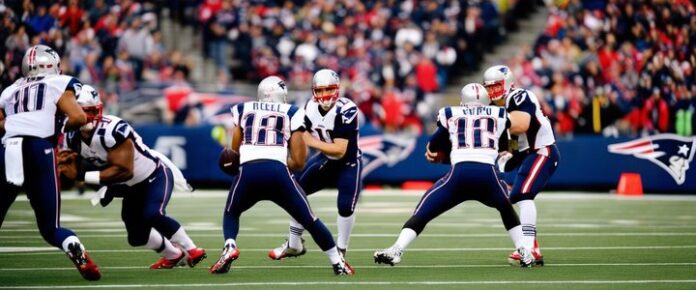 Ben Wooldridge in Patriots uniform, throwing football during practice.