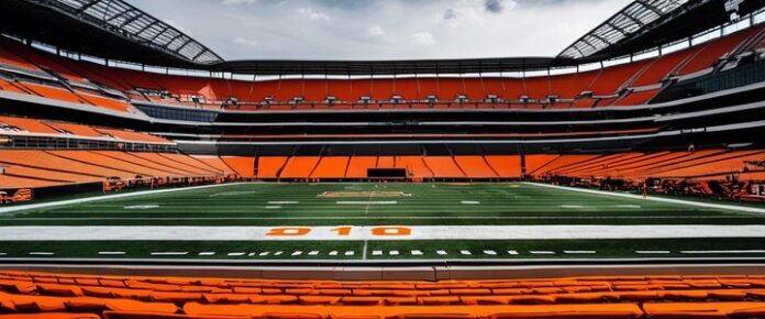 Bengals stadium with county consultant and Browns logo visible nearby