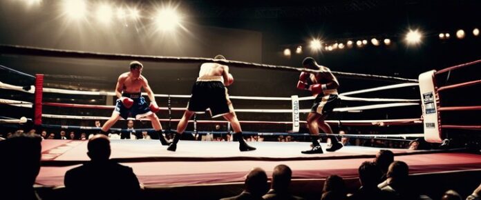 Boxer Manny Pacquiao in a fighting stance, fists up.