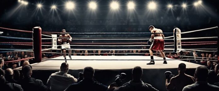 Boxer playing poker, focusing on cards in hand.