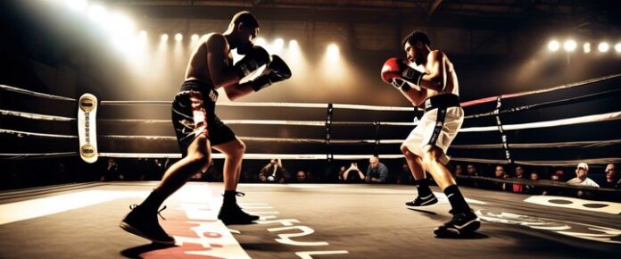Boxer throwing punch in the ring during a match