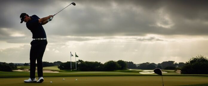 Bryson reacts to shot, frustration evident on his face.