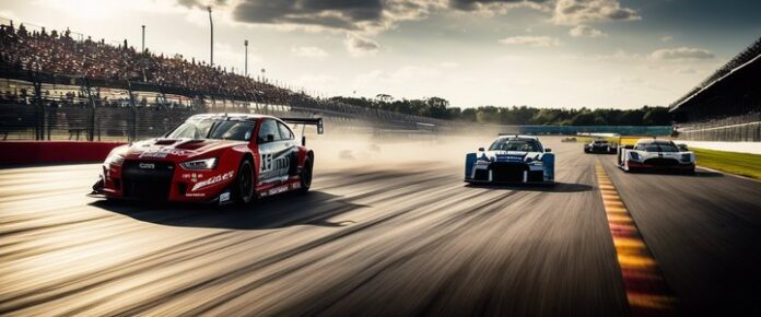Chris Buescher crossing finish line in extremely close Cup Series race.