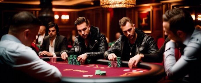 Christopher Frank at a poker table, playing cards in hand.