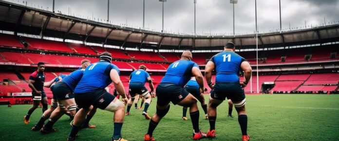 Clive Woodward discussing Lions squad selection with reporters nearby.