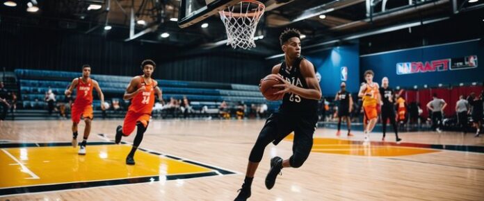Cooper Flagg participating in NBA draft combine workout drills.