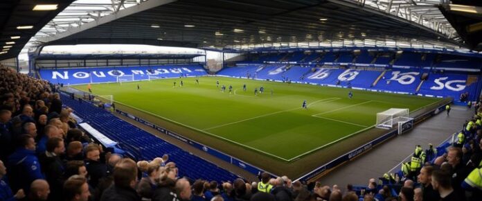 Everton players celebrate win at Goodison Park against Southampton.