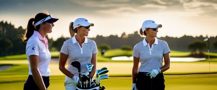 Golfers on course, Ladies Euro Tour investment announcement.