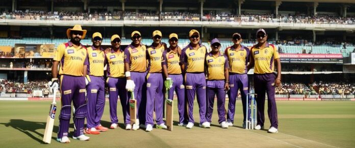 Knight_Riders_players_celebrating_a_wicket_during_IPL_match_against_CSK Knight Riders players celebrating a wicket during IPL match against CSK.