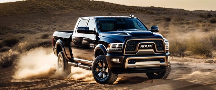 Man standing next to Ram truck at Saracen Casino Resort giveaway event