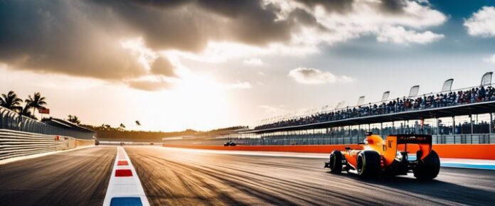 Max Verstappen speaking at a press conference during F1 Miami event.
