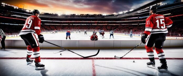 Nashville Predators players on ice during a hockey game.