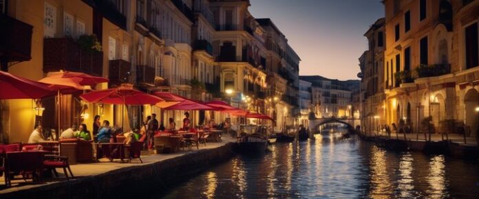 People gambling at casino tables and slot machines.