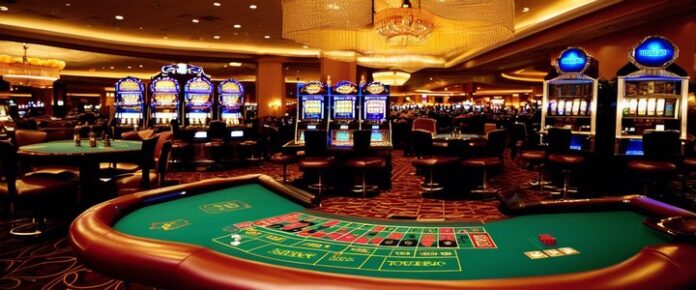 People playing slots at a New Jersey casino.