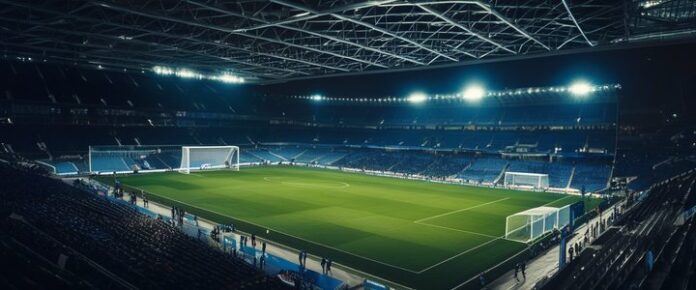 Poker player holding cards at a tournament table.