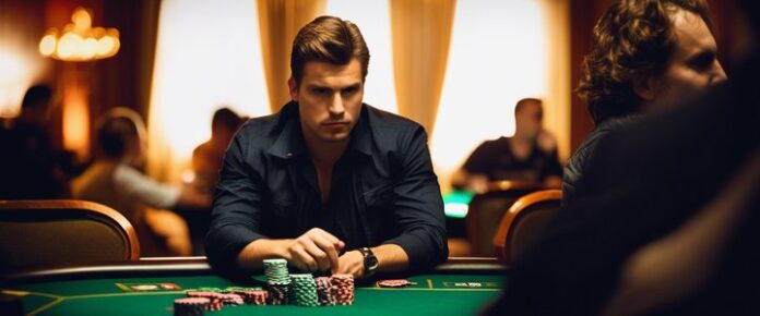 Poker player making a decision at the final table.