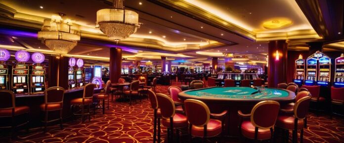 Poker player placing bet at a UK casino tournament table.