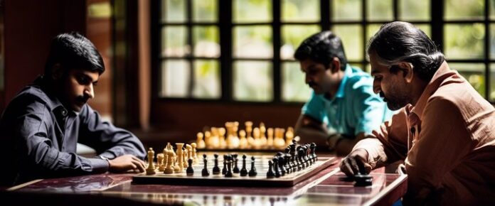 Praggnanandhaa and Gukesh competing in a chess tournament.