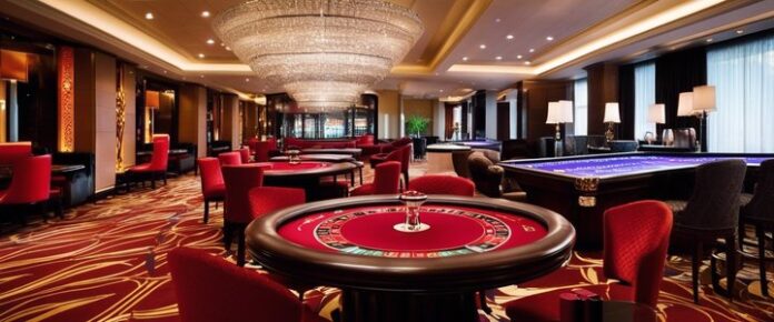 Rio Hotel & Casino's new Baccarat Room with gaming tables.