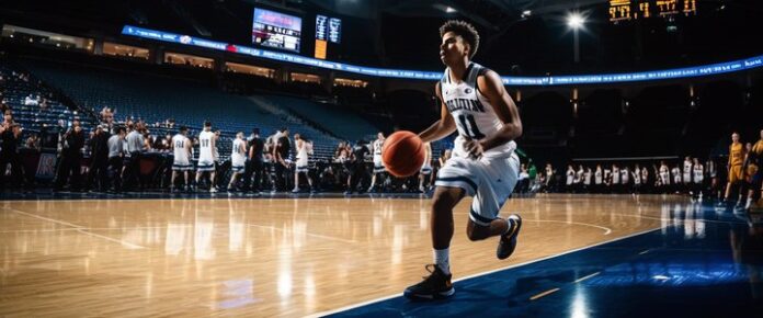 Ryan Kalkbrenner in action during a March Madness game.