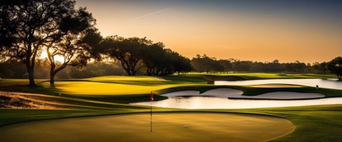 Ryu lines up putt at LPGA Black Desert golf tournament.