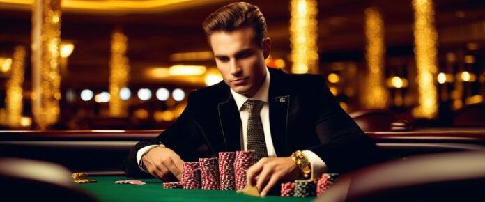 Shaun Deeb holding WSOP gold bracelets at a poker table.