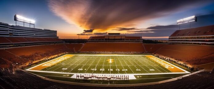 Texas football recruit in action on the field, wearing jersey and helmet.